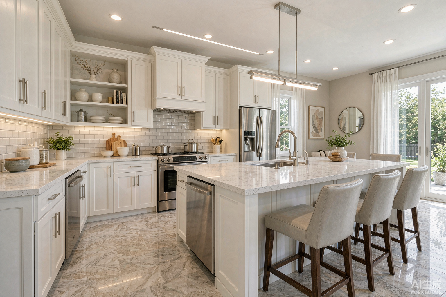 Beautiful modern kitchen with white cabinets